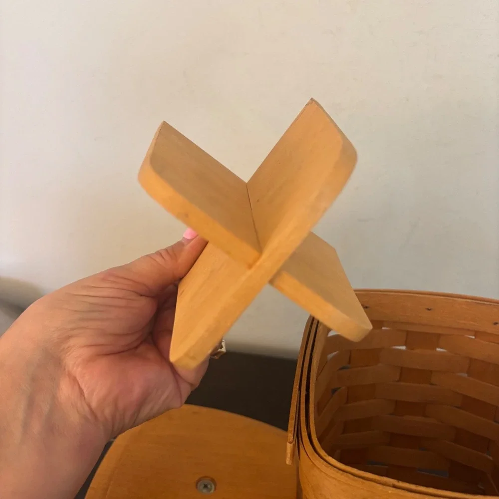 Longaberger | Spoon Basket with Wood Lid and Divider | 1999 Dresden‎ Ohio USA